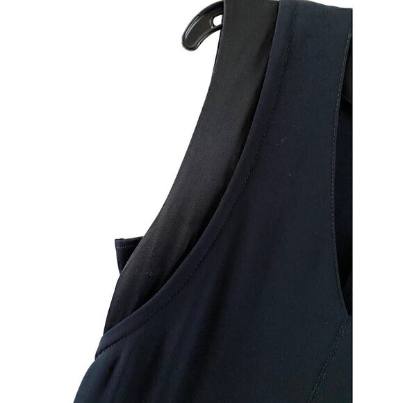 Vince Navy Blue Pintuck Jumpsuit Size 4 Sleeveless Slim Leg V Neck Cuffed Ankle - Picture 13 of 13